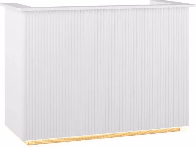 Banco reception moderno HELLOSHOP26 con illuminazione indiretta e ripiano scorrevole per tastiera in MDF e acciaio inox, colore bianco