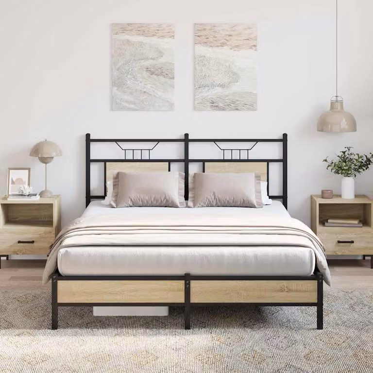 vidaXL Giroletto senza Materasso in Rovere Sonoma e Truciolato, L/P/H: 190 x 140 x 91,5 cm