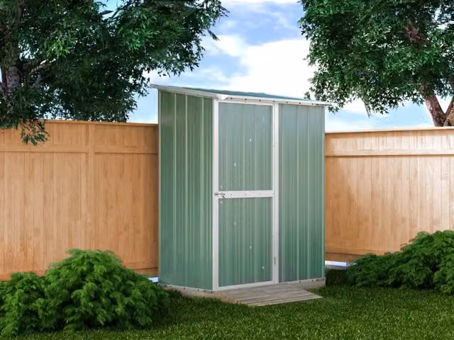 Box per esterno casetta da giardino in lamiera di acciaio 155x100cm x h 192cm - 50kg - 1,55mq - VERDE