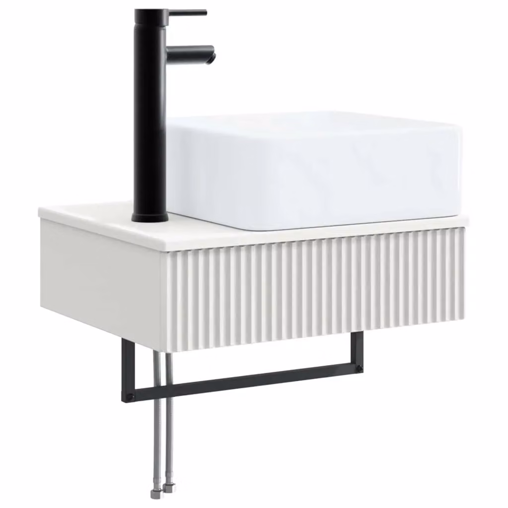 Lavabo da parete moderno vidaXL in MDF bianco L 50 cm x P 41 cm x H 39 cm – 2
