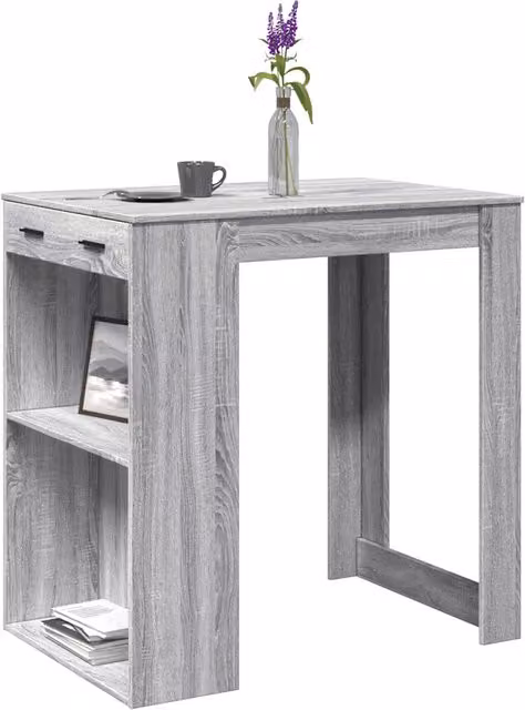 Tavolo da bar moderno vidaXL rettangolare grigio in materiale composito L: 102 cm, P: 70 cm, H: 103,5 cm
