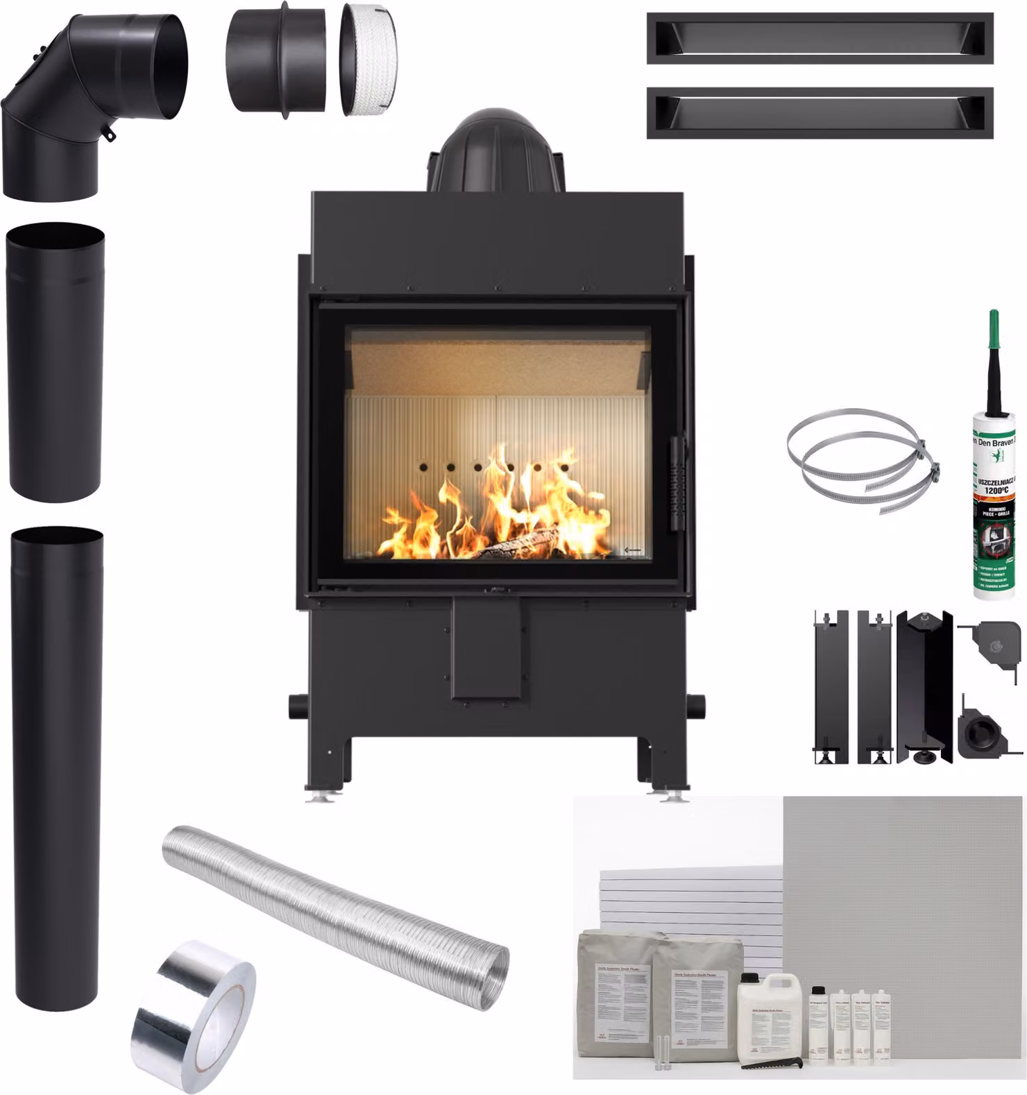 Inserto per caminetto KRATKI LUCY 12 kW fi 200 EKO Set da incasso