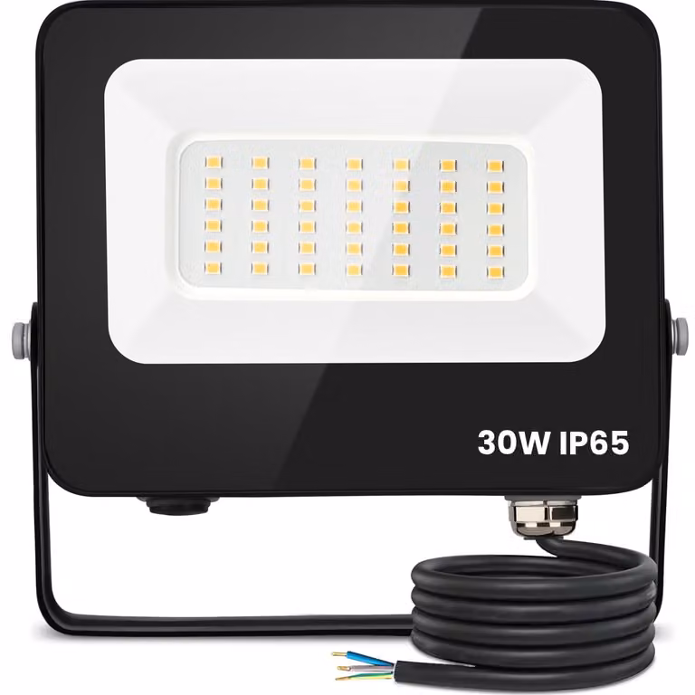Aigostar, faretto LED da esterno, 30W, luce bianca naturale 4000K, 2450 lumen, grado di protezione IP65, impermeabile, ideale per illuminare giardini, garage, campi sportivi, cortili. Colore: nero