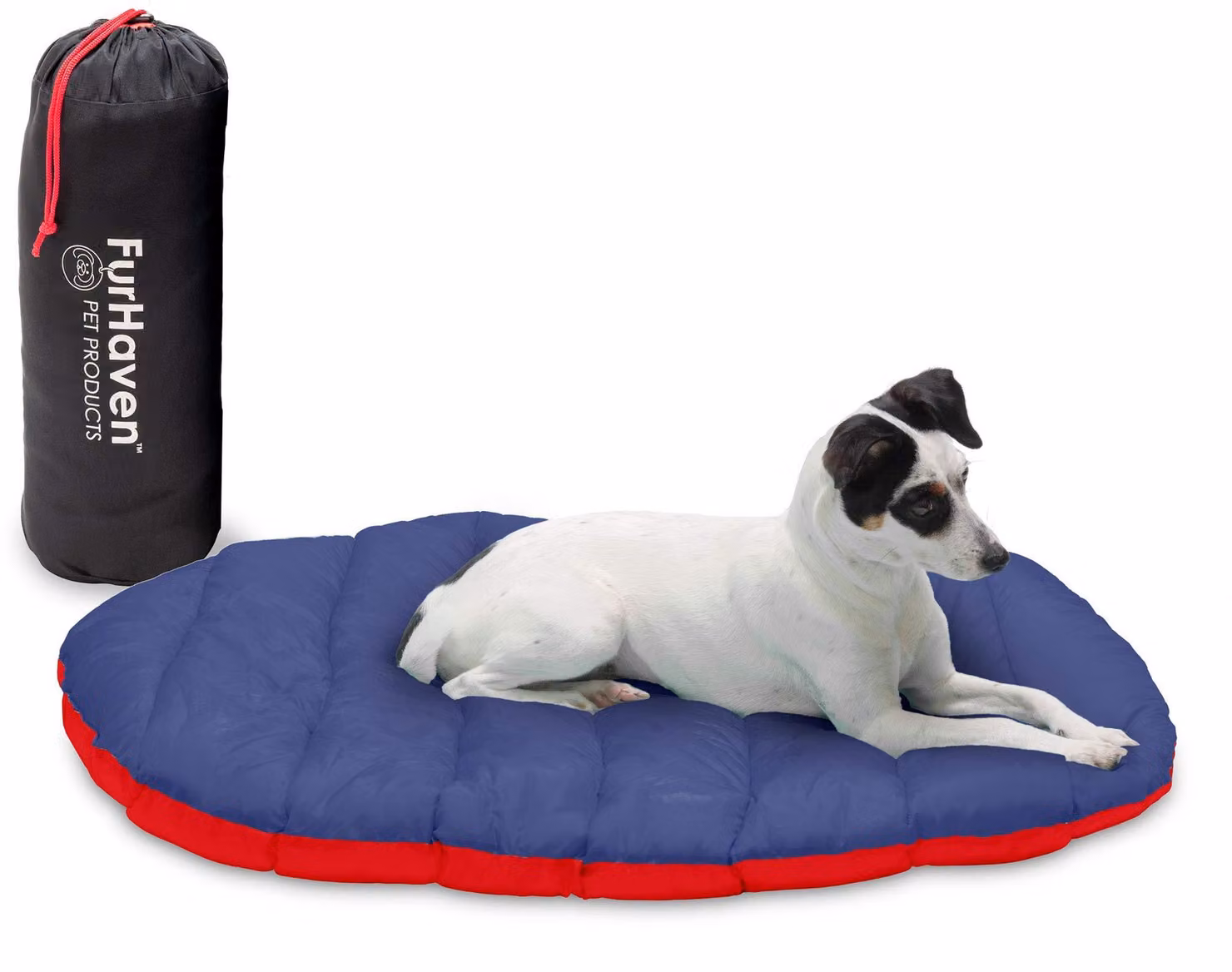 Cuscino da viaggio per cani di piccola taglia Furhaven, modello "Trail Pup", con sacca imbottita e lavabile - colore: Flam
