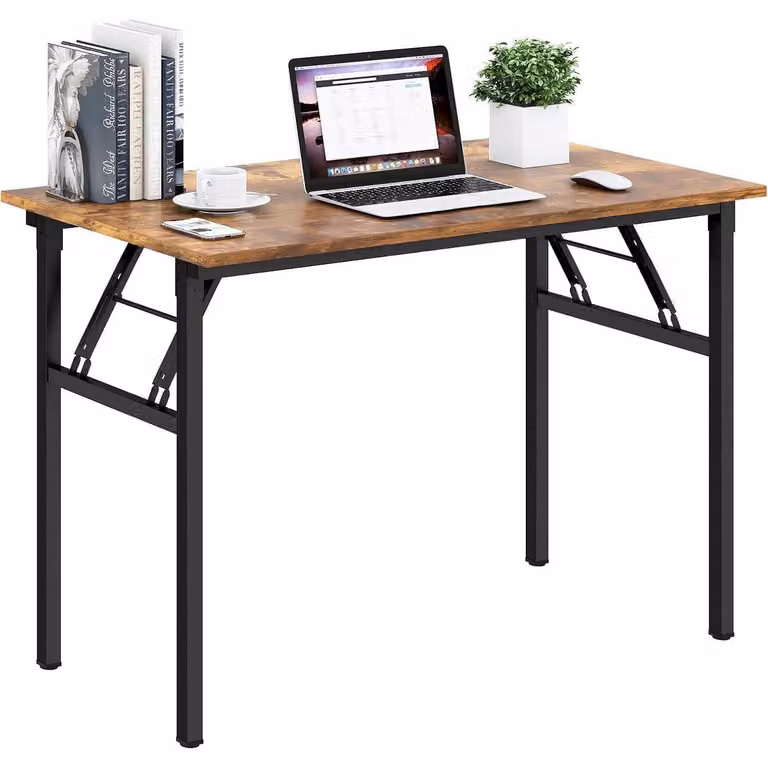 Scrivania pieghevole, scrivania per computer, legno, stile vintage, colore nero, dimensioni 120x60 cm
