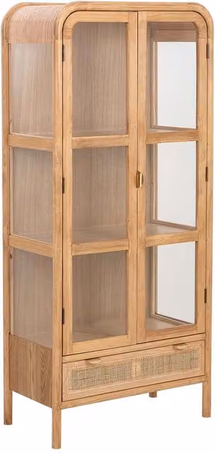 Vetrina in legno e rattan marrone 72x40.5x160h cm