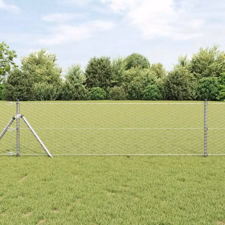 vidaXL Supporto per recinzione a terra esagonale in acciaio galvanizzato Argento 10 x 0,6 m