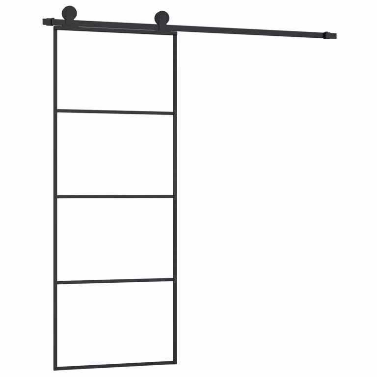 Porta Scorrevole con Ferramenta 76x205cm Vetro ESG Alluminio