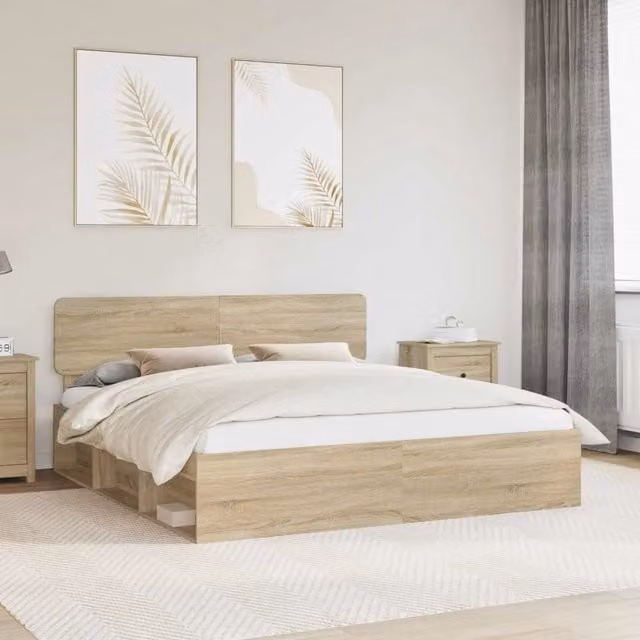 Struttura del letto Rovere Sonoma 200 x 200 cm Pino massello 3412035