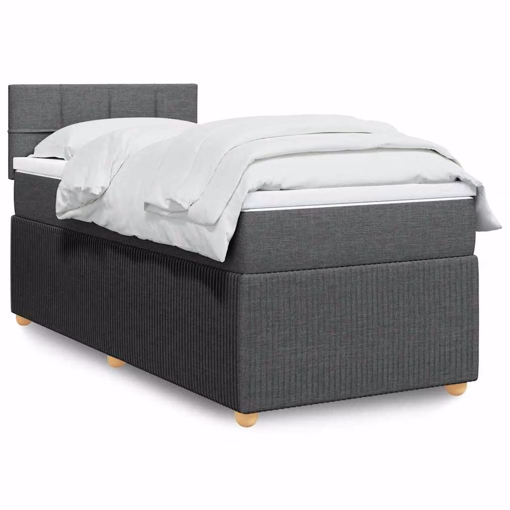 vidaXL Giroletto a Molle con Materasso in Tessuto Grigio e Bianco L/P: 90 x 200 cm
