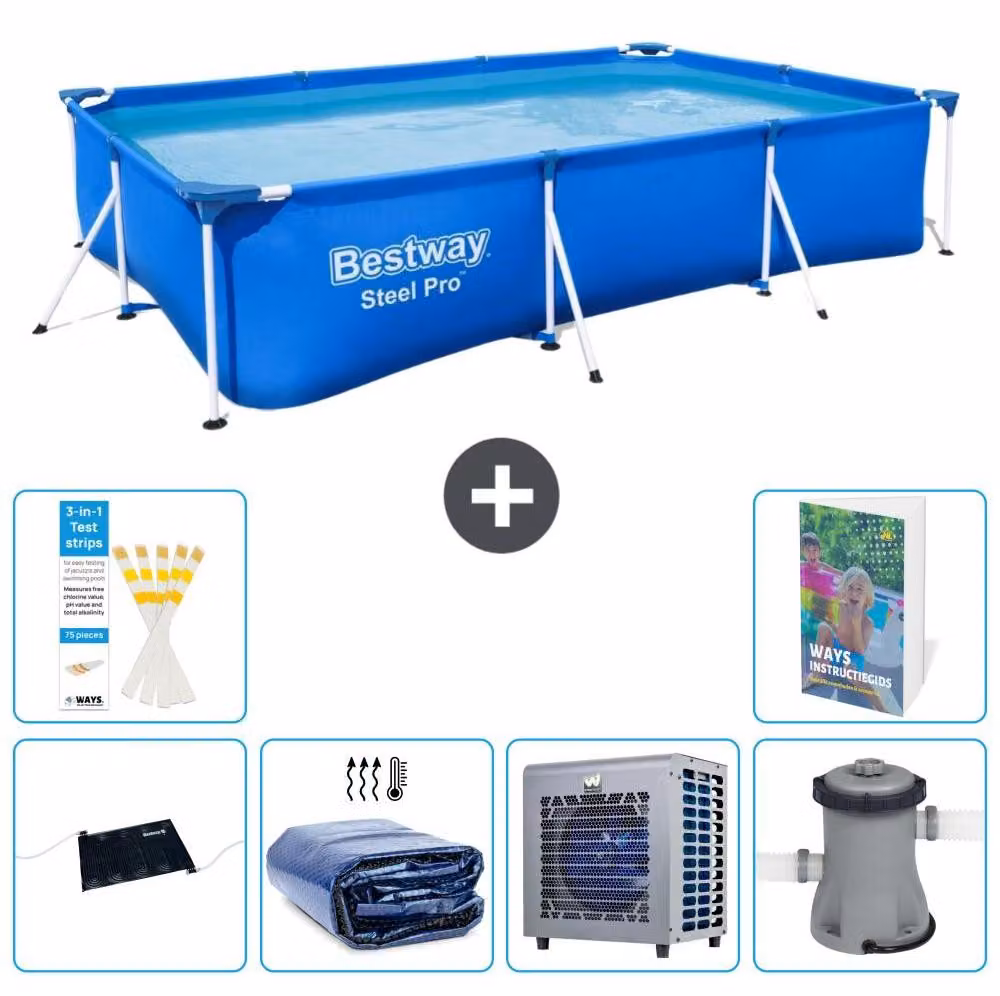 Bestway Steel Pro, piscina rettangolare - 300x201x66 cm - composta da 5 parti, modello S42