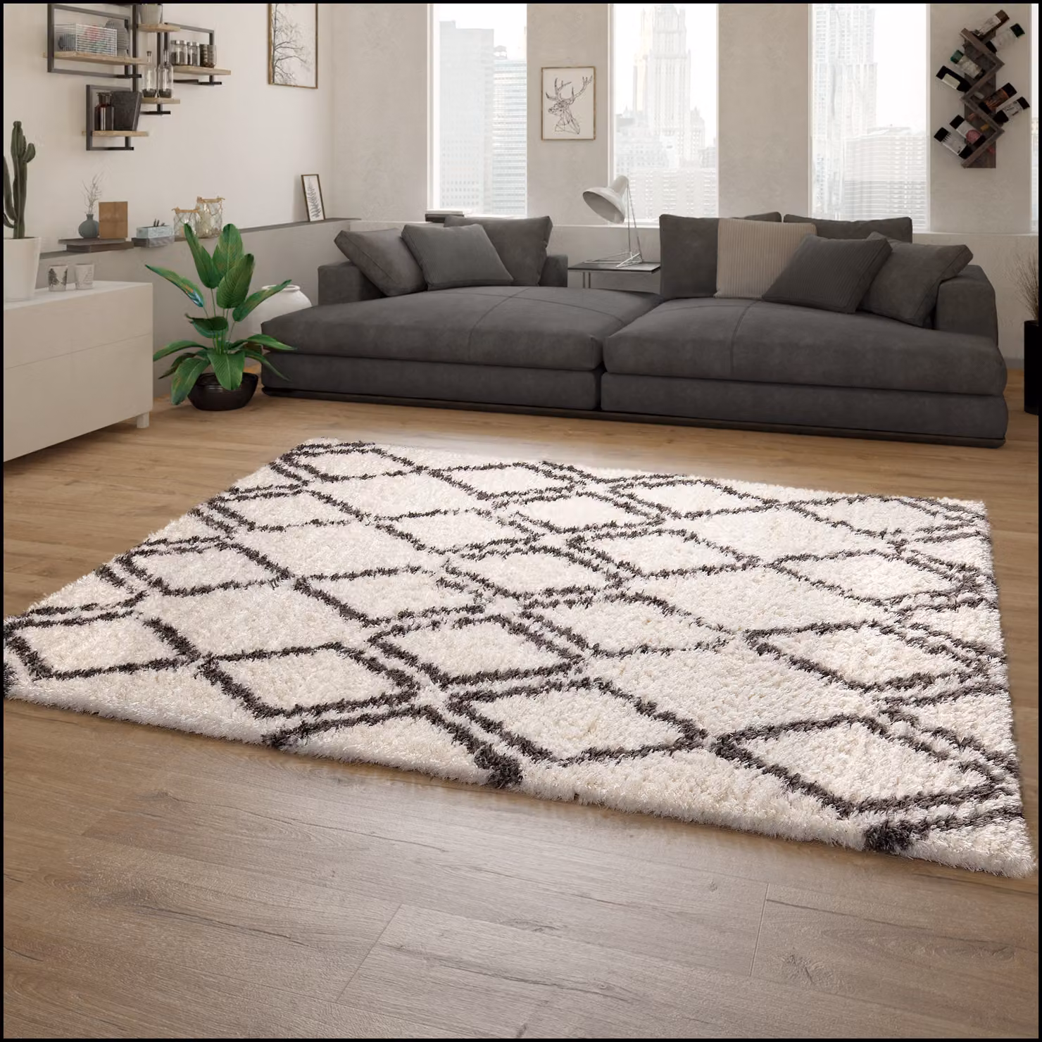 Tappeto a pelo alto Mahara beige 60x90 cm – 2