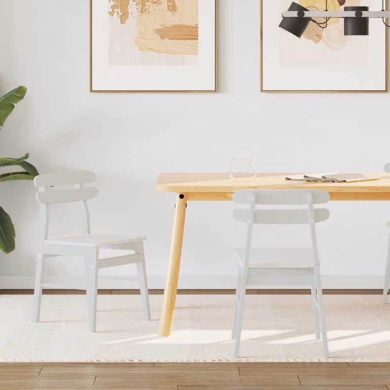 Set di 2 sedie da pranzo vidaXL in legno di gomma bianco