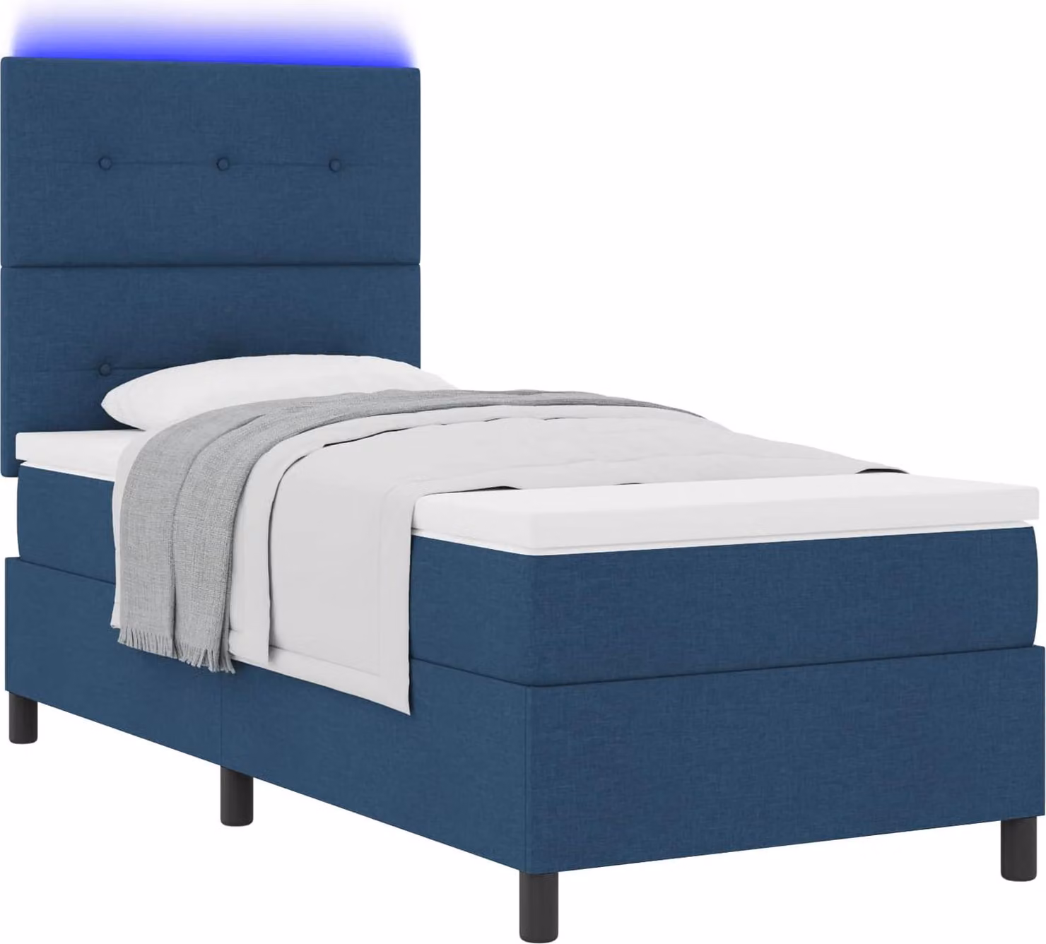 Letto boxspring con materasso con LED blu 90 x 190 cm Tessuto