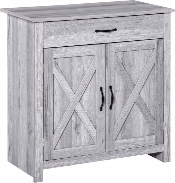 Credenza XYLO con cassetto e ante in legno grigio chiaro L: 80 cm, P: 39,7 cm, H: 80 cm