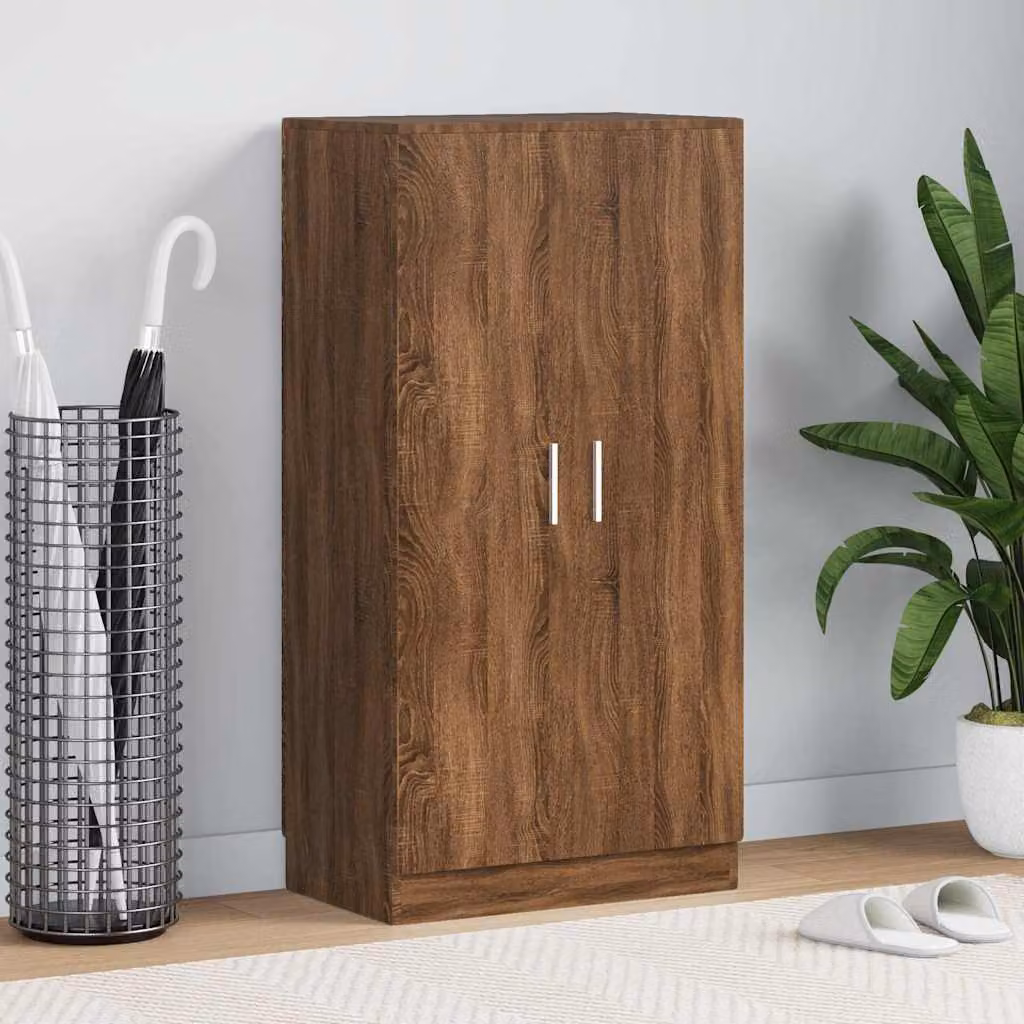 Scarpiera moderna vidaXL in legno e metallo color rovere marrone, L 55 cm x P 35 cm x H 108 cm