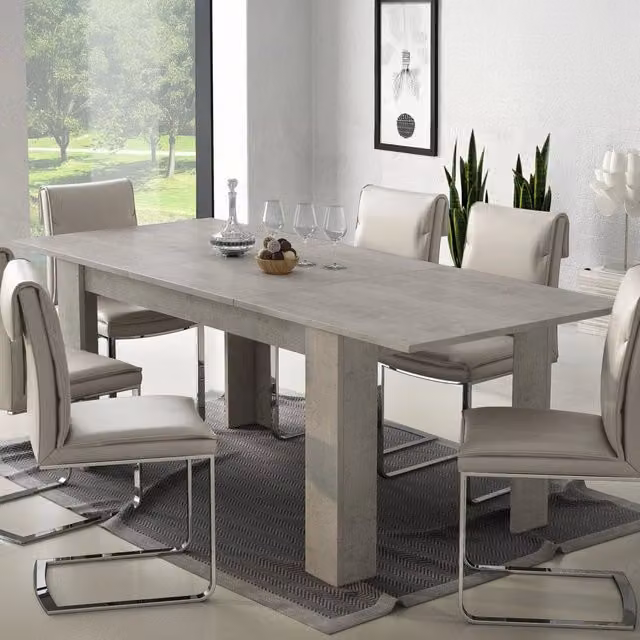 Tavolo allungabile moderno Campora in finitura grigio cemento, L: 220 cm, P: 90 cm, H: 75 cm – 1