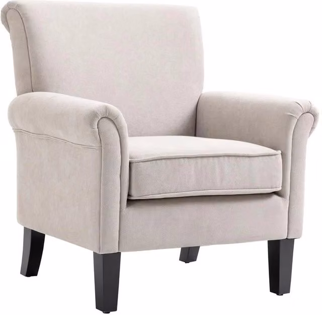 POLTRONA D'ARREDO IN STILE NORDICO CON BRACCIOLI, IN LEGNO E POLIESTERE, 79X78X87 CM, GRIGIO E MARRONE