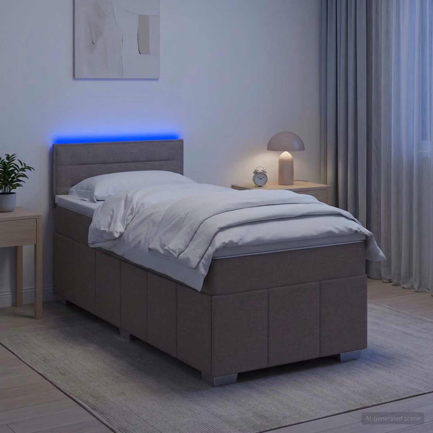 vidaXL Letto box spring con materasso Tortora 100 x 200 cm Tessuto