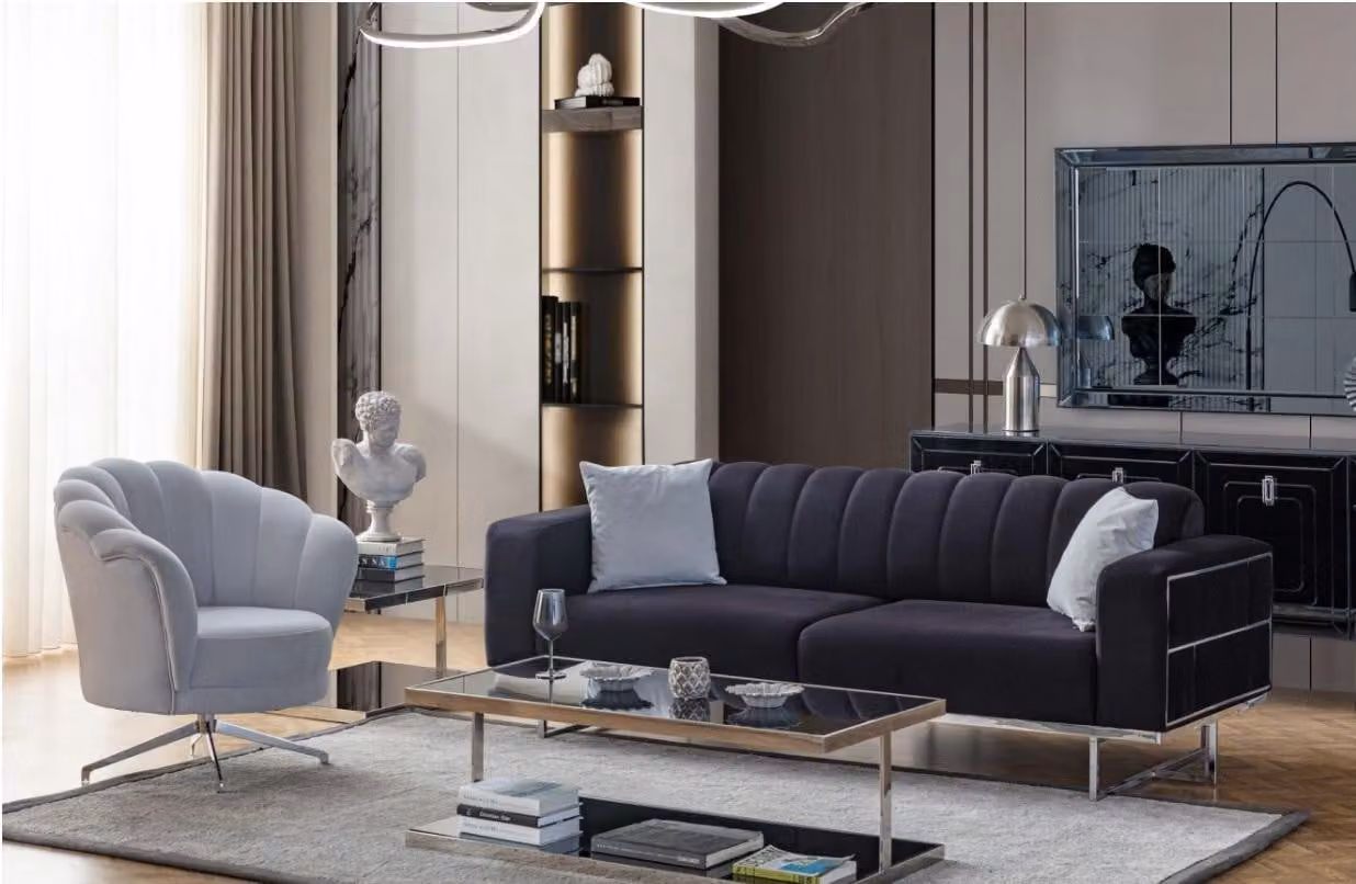 Sitzgarnitur Moderne Textil Couchen Designer Dreisitzer Polster Sessel