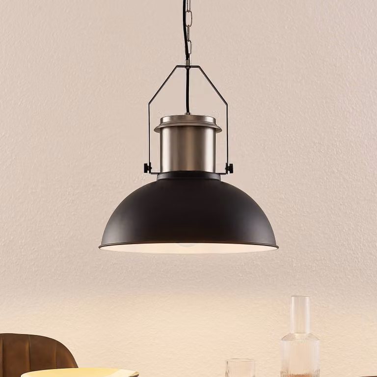 Lampada a sospensione Freitjof Lindby, dimmerabile, Nero, Soggiorno / Sala da pranzo, Metallo, Industriale, Lampada a sospensione