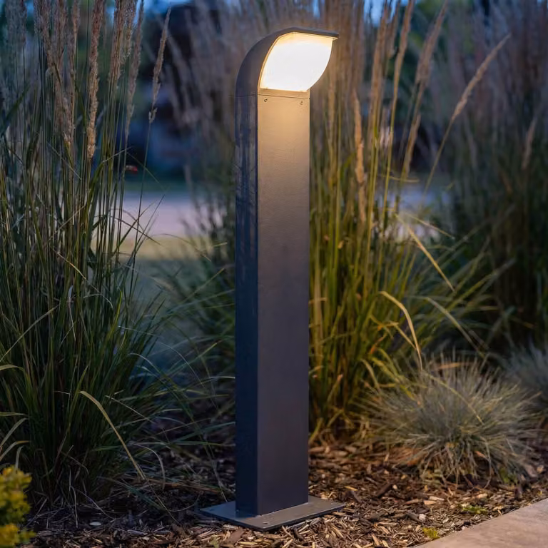 Lucande lampioncino LED Tinna, 60 cm, antracite, IP65 Tinna, Nero, Alluminio, Moderno, Lampada LED da esterni