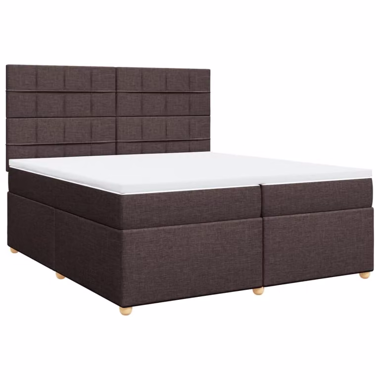 Giroletto a Molle con Materasso Marrone Scuro 200x200cm Tessuto