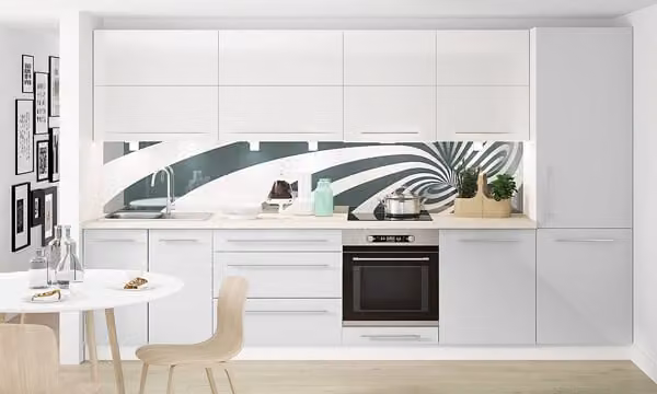 Mobile cucina Mobile cucina 340cm Cucina completa bianco / RAL 7047 telegrigio - RAL 9010 bianco puro laccato semi opaco