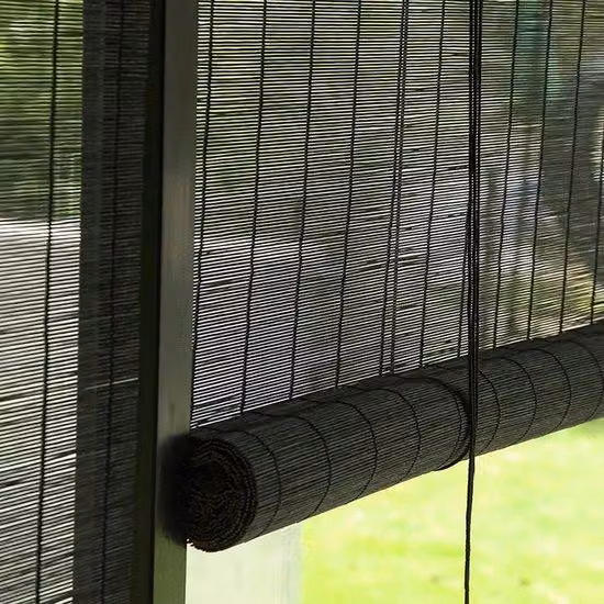 Tenda a rullo in bambù in fibra naturale - 111 x 210 cm - Modello nero