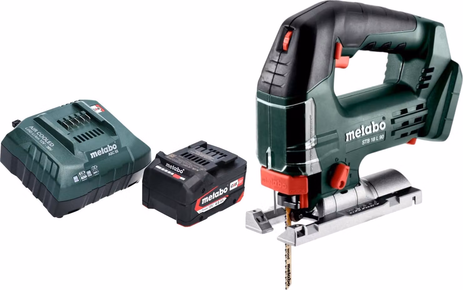 Sega seghettata a batteria Metabo STB 18 L 90 18 V 90 mm + 1 batteria 4,0 Ah + caricabatteria
