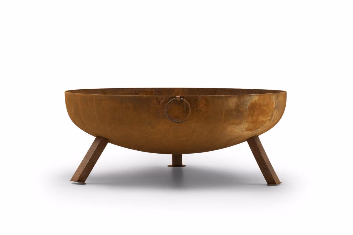 Bacinella per il fuoco, 64,5 cm, acciaio corten, 3 mm, ideale per giardino e terrazza, finitura arrugginita