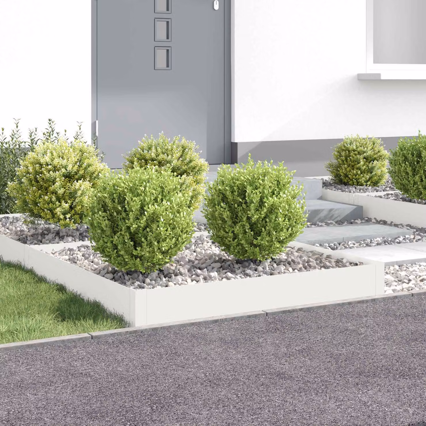 Set di 4 bordure per prato vidaXL in acciaio bianco L/P/H: 100 x 100 x 20 cm