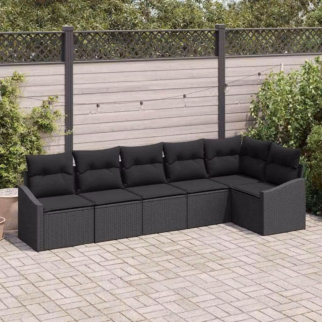 Maison Exclusive - Set di divani da esterno, 6 pezzi, colore nero [Materiale sintetico]: rattan sintetico