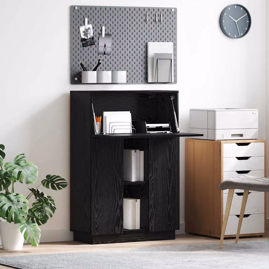 Scrivania moderna vidaXL in rovere nero e MDF con finitura opaca, L/P/H: 71,5 x 31,5 x 106,5 cm