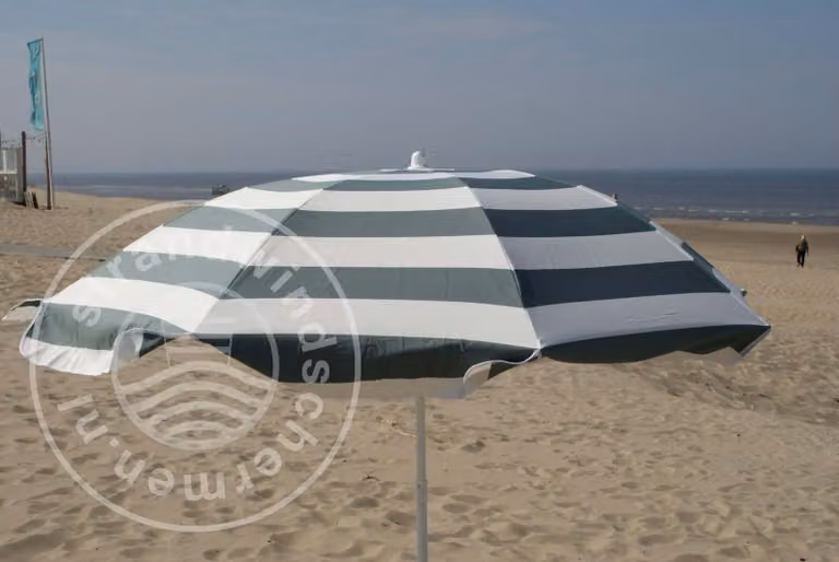 Ombrellone da spiaggia grigio (con sfumatura verde)/bianco in Poliacrilico, Ø 180 cm, ombrellone da campeggio