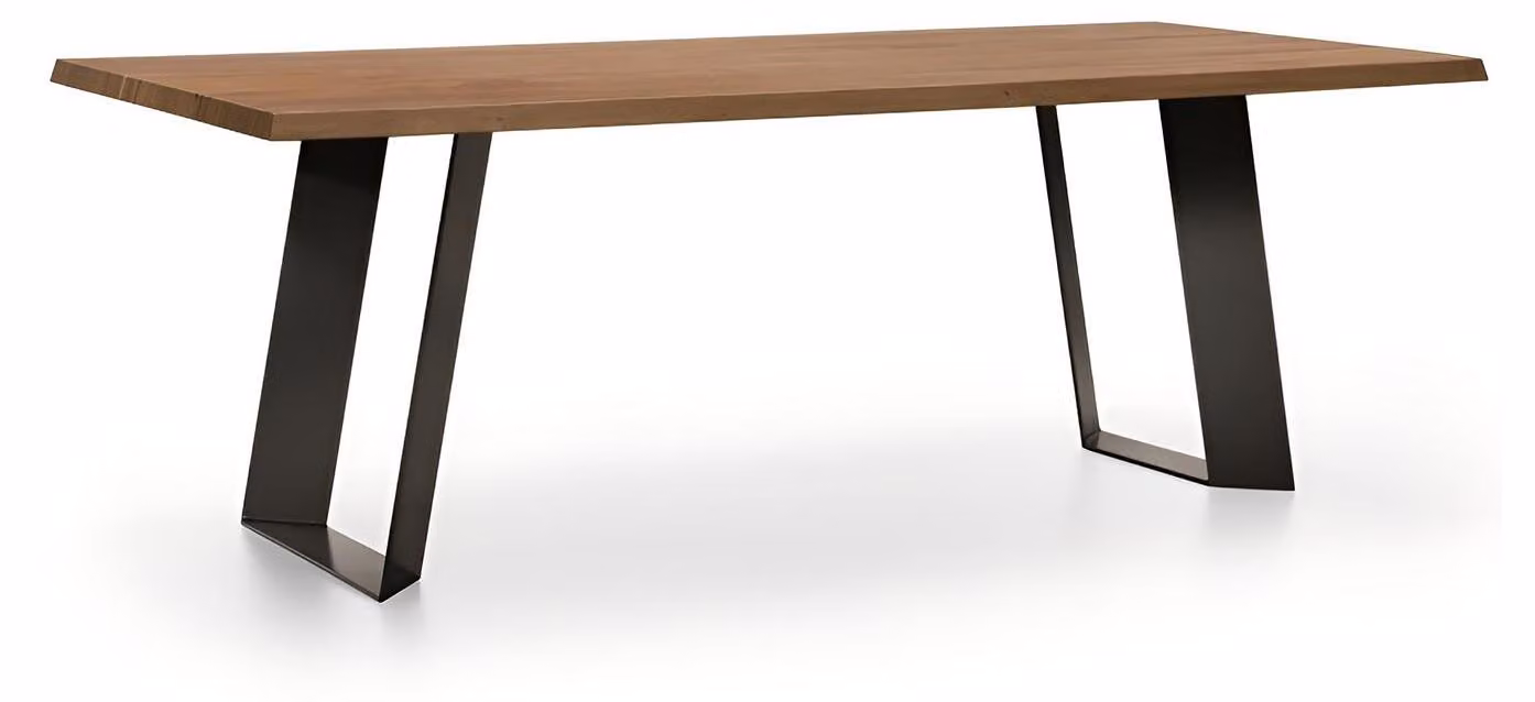 Moderner Esstisch mit edler Holzplatte und stabilen Metallbeinen