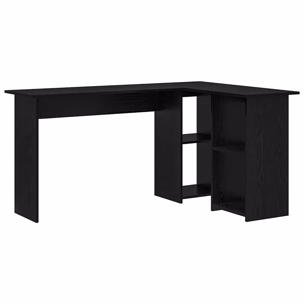 Scrivania angolare moderna vidaXL in legno MDF nero L: 142 cm, P: 102 cm, H: 73 cm – 2