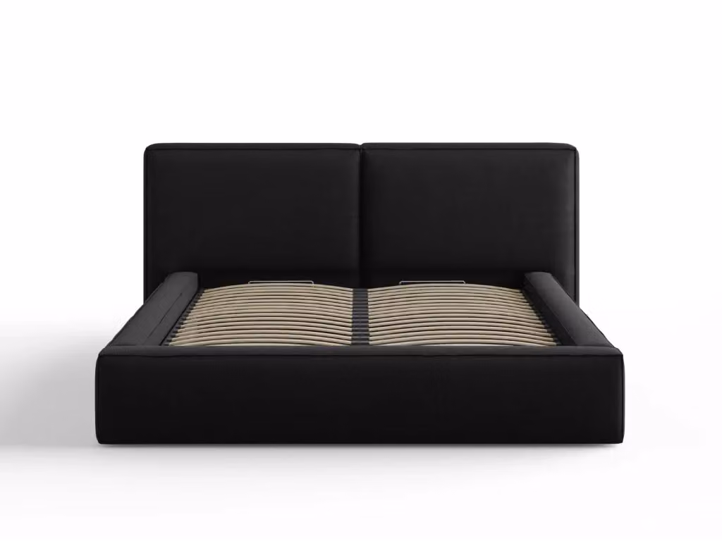 Letto con cassettone e testiera doppia Arendal di Cosmopolitan Design in tessuto nero L/P/H: 200 x 160 x 118 cm – 2