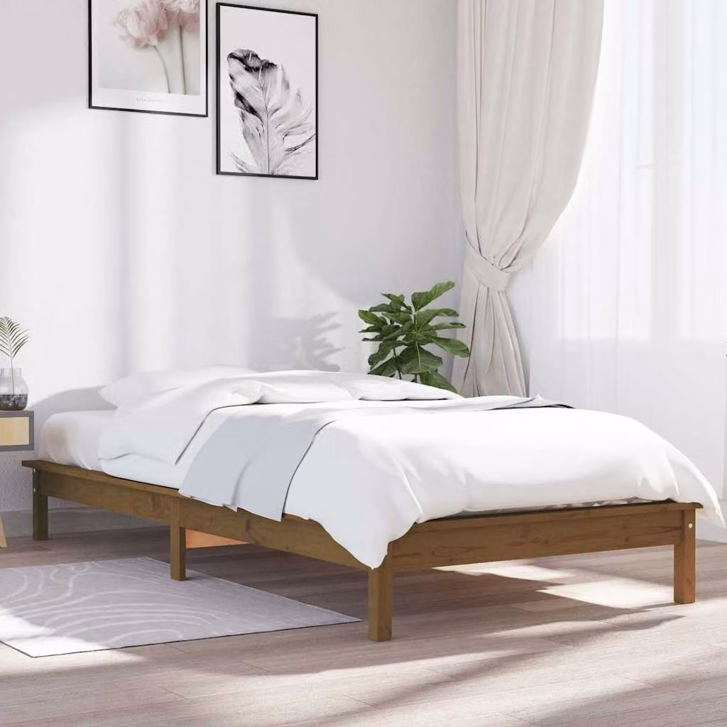 vidaXL Giroletto in legno massello di pino Marrone Ambra per singolo L/P/H: 90 x 190 cm