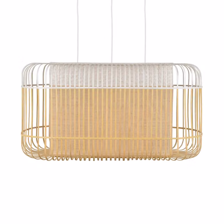 Forestier Lampada a sospensione Bamboo oval, dimmerabile, Legno chiaro, Soggiorno / Sala da pranzo, bambù, Design, Lampada a sospensione