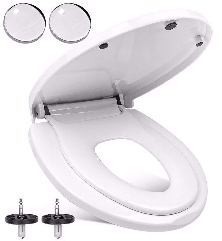 Copertura per WC con sistema di chiusura ammortizzata e sedile per bambini removibile