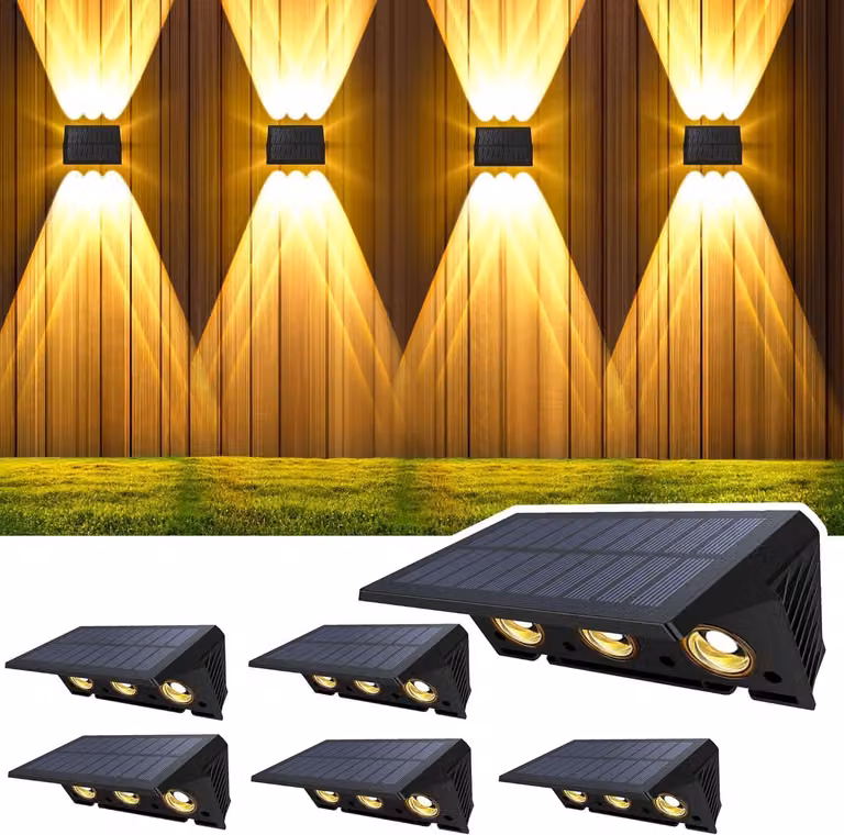Set di 6 lampade solari da esterno, grado di protezione IP67, luce bianco caldo, 120 lumen, 3 modalità