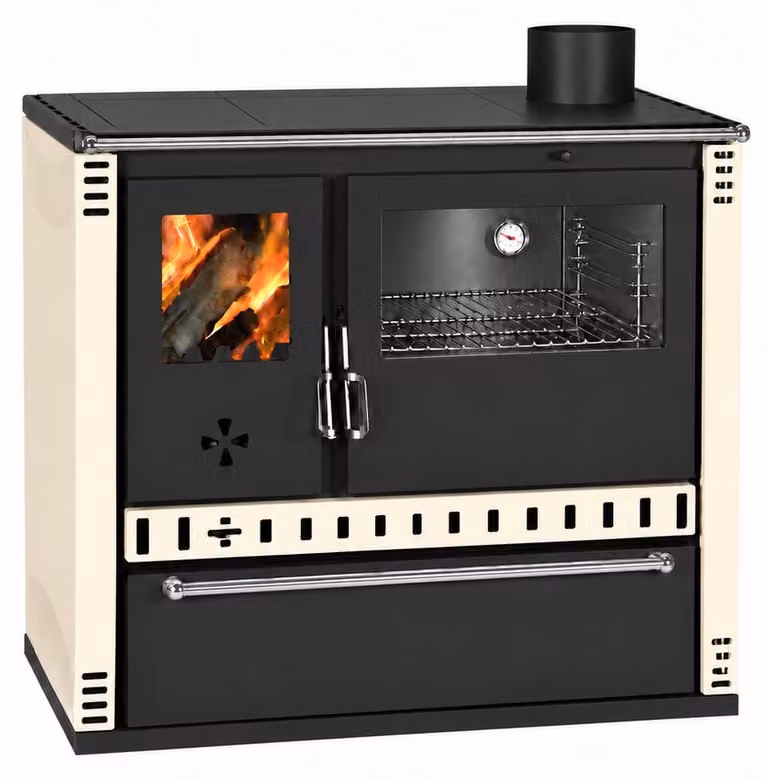 Cucina a legna PRITY GTD FS S DR 10,9 kW, Avorio, forno destro