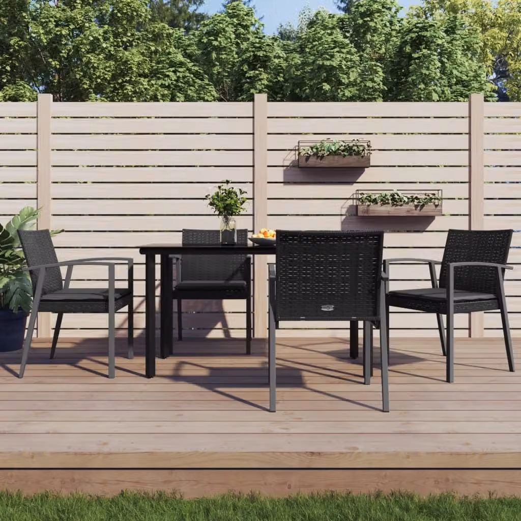 The Living Store Set da pranzo da giardino 5 pezzi con cuscini in poly rattan e acciaio