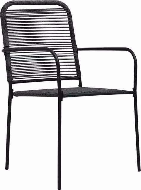 Set di 4 sedie da giardino vidaXL in corda e acciaio nero con braccioli e finitura opaca – 1