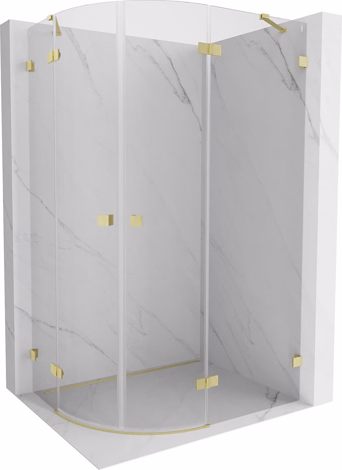 Mexen Lunar cabina doccia semicircolare apribile destra 100 x 80 cm, trasparente, oro spazzolato - 833-100P-080L-55-00