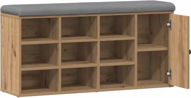 Panca porta scarpe moderna DESIGN IN in rovere color marrone e grigio, L: 102 cm, P: 32 cm, H: 50 cm