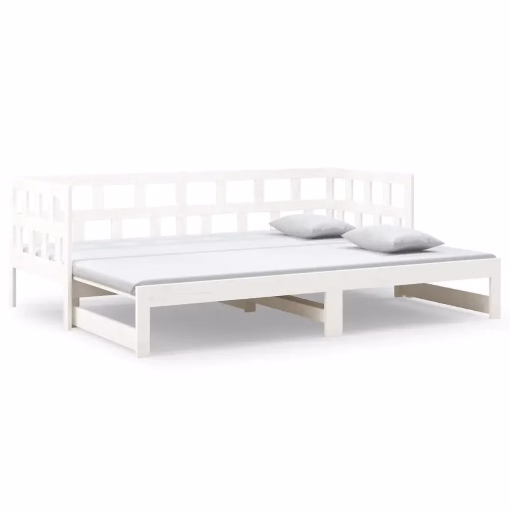 vidaXL Dormeuse Estraibile Bianca in Legno Massello di Pino per Adulti, 2x 90x200 cm – 2