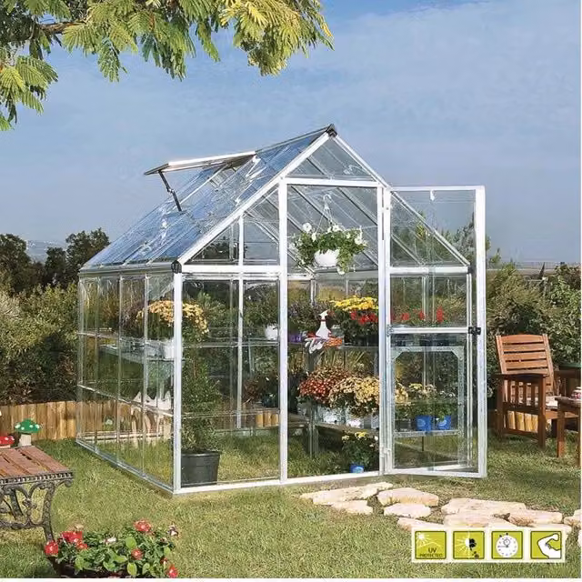Serra da giardino Verdemax Doritis Maxi 2270 con struttura in alluminio e acciaio zincato e pannelli in policarbonato trasparente, L/P/H: 185 x 248 x 209 cm – 1