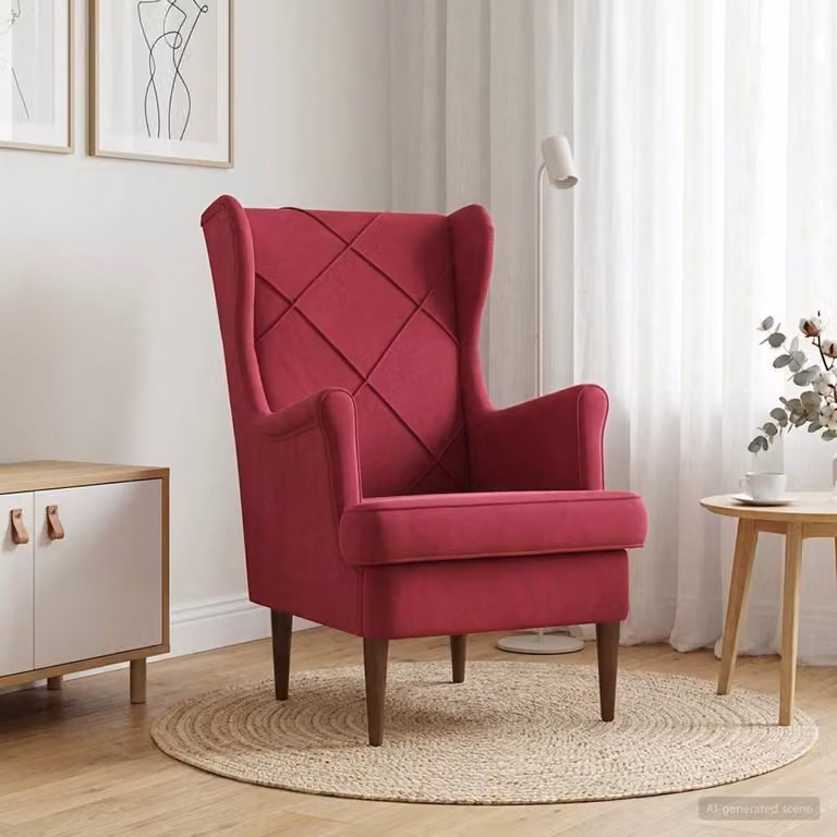 Poltrona moderna vidaXL in velluto rosso con braccioli e seduta imbottita
